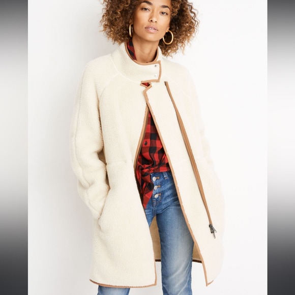 Madewell Jackets & Blazers - Madewell Sherpa Cocoon Coat Tan Brown Cream White Women’s Medium